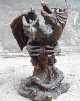

wholesale factory China bronze Copper carved animal two caput dragon wild beast statues sculpture