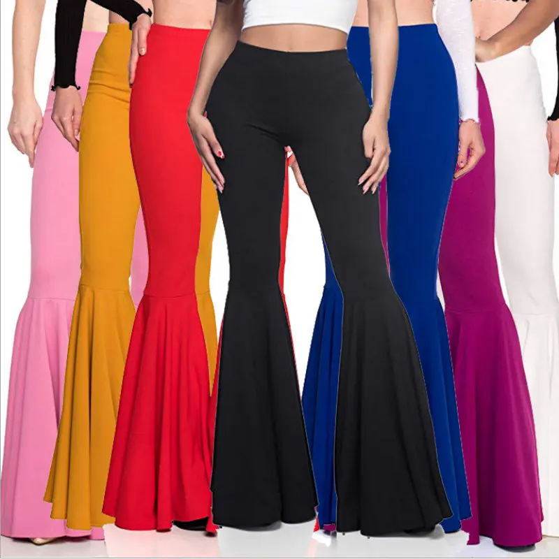 Y404 женские свободные брюки повседневные модные стильные высококачественные цветные расклешенные брюки