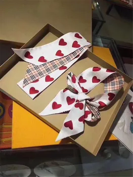 

European And American-Style New Style Tarot Lovely Grid Printed Silk Scarf Arm Bag Handle Versatile Small Ribbon Versatile Scarf