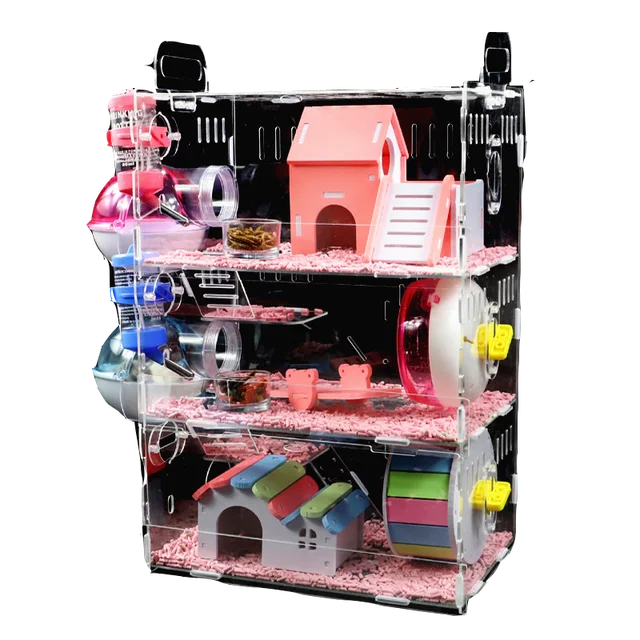 Hamster Baby Hamster Cage Acrylic Cage Golden Bear Three-layer Super Large Transparent Villa Supplies Toys