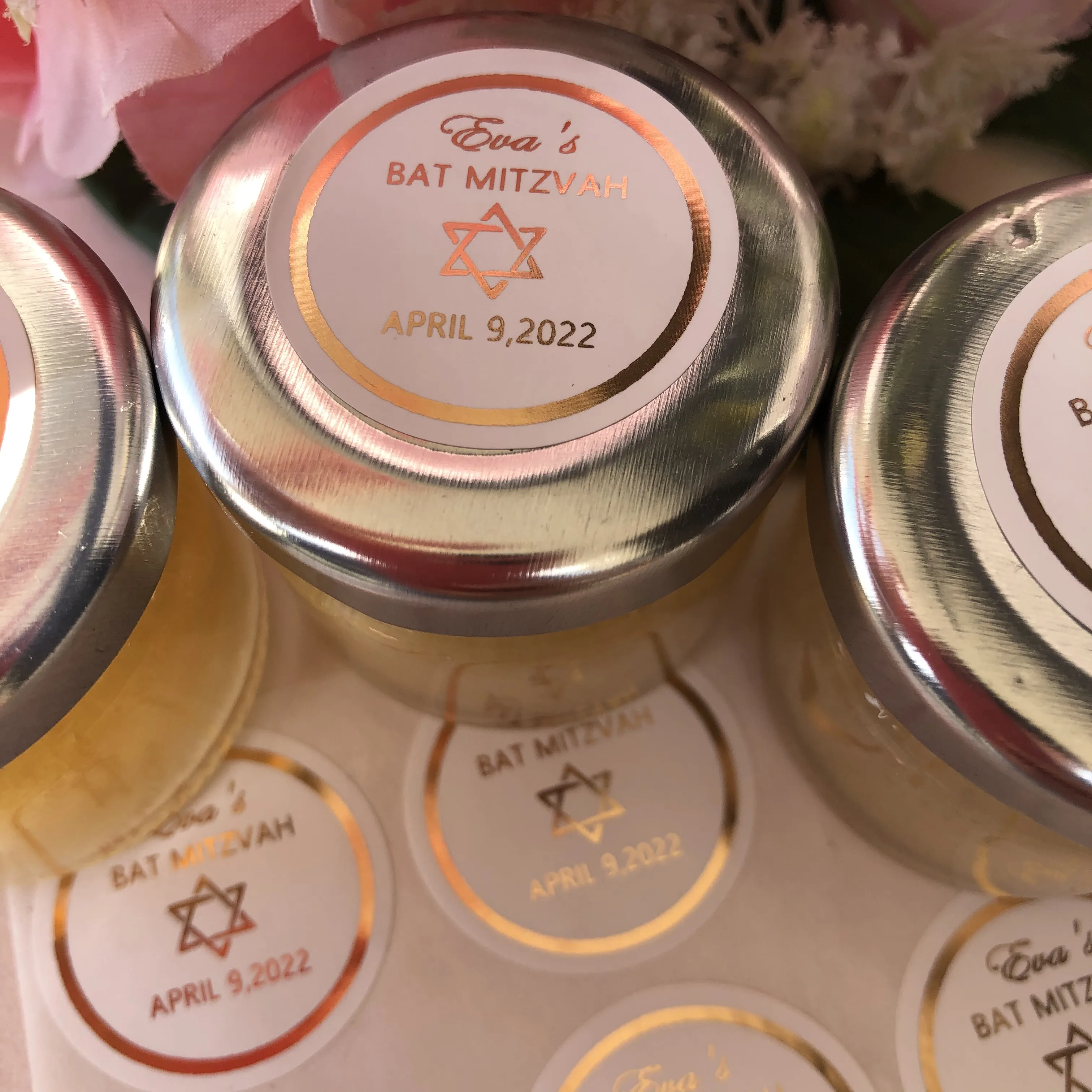 60 Personalized Bat mitzvah labels rose gold custom Jewish ...