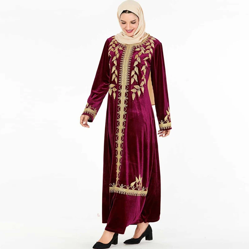 Зимнее бархатное платье abaya Турецкий Арабский мусульманский хиджаб Caftan Дубай Кафтан Марокко одеяние мусульмане Longue Tesettur платья