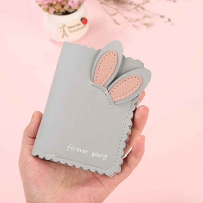 Hot Selling Women Small Wallet Lovely Rabbit Ears Wallets Cards Holder Short Design Purse Girls Wallet Cash Holder-B5