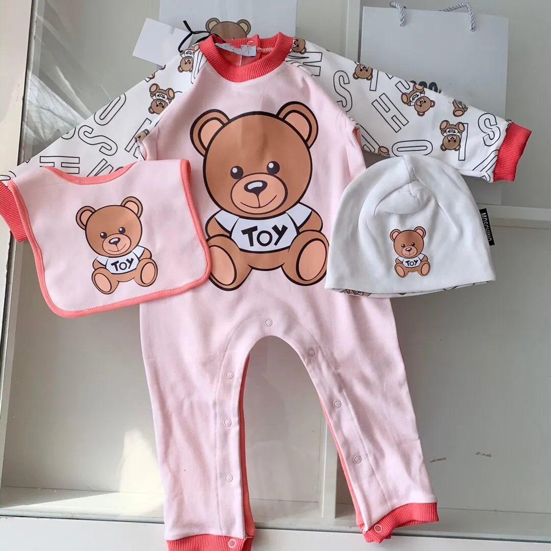 Комплект из 3 предметов; комбинезон для новорожденных с милыми мишками; брендовый новогодний костюм с рождественским принтом; зимний комбинезон для маленьких мальчиков и девочек; Одежда для младенцев