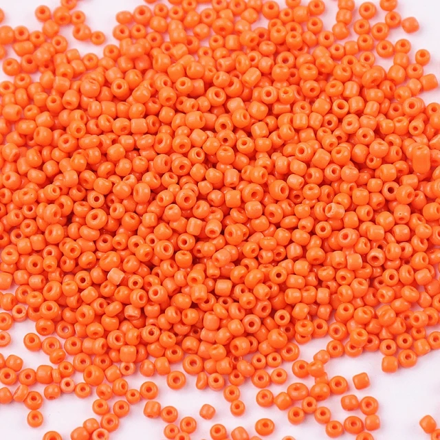 10g 720 Pieces 2mm Austria Solid Color Bead 12/0 Opaque Neon Round Beads Glass Seed Beads Handmade DIY Jewelry Bags Accessories 338 Orange