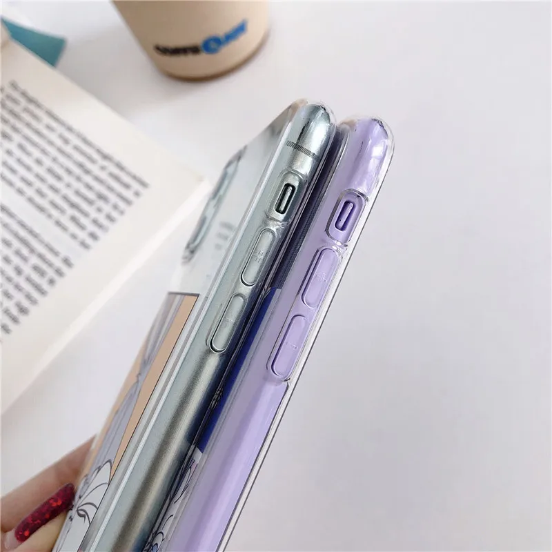 Прозрачный чехол с мультяшным кроликом для iPhone 11 12 mini Pro Max X XR XS 7 8 6 6s Plus телефона