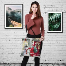 Crowale Забавный Пакет Рождественский подарок DIY двусторонний Рождественский подарок Bage Женская холщовая Большая вместительная винтажная сумка через плечо