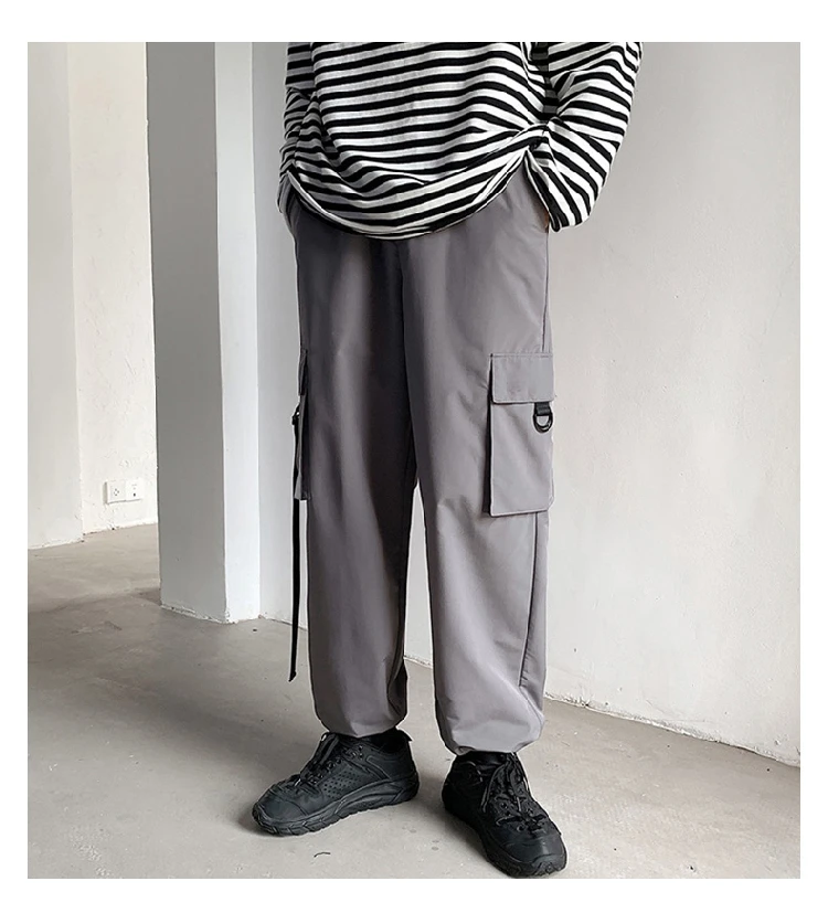 KAPMENTS Oversized Men Casual Pockets Cargo Harem Pants 2022 Overalls Mens Kpop Streetwear Joggers Pants Male Ribbons Trousers sweatpants