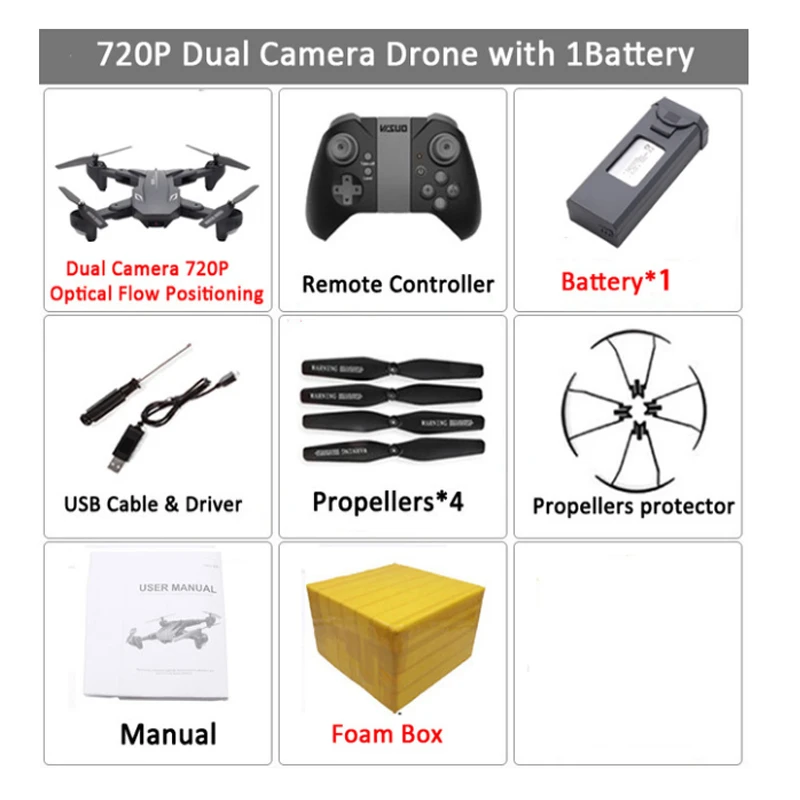 KaKbeir XS816 Радиоуправляемый Дрон с 50 раз WiFi FPV 4 K/720 P двойной камерой оптический поток Квадрокоптер складной селфи Дрон VS SG106 M70 - Цвет: 720P ba 1