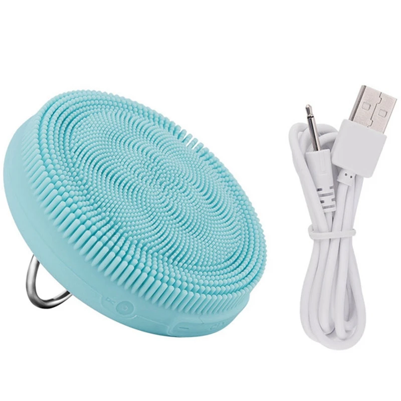 Blue Usb Силиконовое очищающее средство для лица для мытья лица Массажер щетка для рук кольцо водонепроницаемый зарядный Очищающий Инструмент лицевой уход за кожей - Цвет: Blue