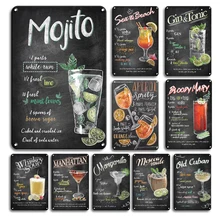 Винтажный оловянный постер с джином и тонизирующим эффектом, настенные наклейки, украшение в стиле ретро, Куба, Мохито, коктейльный металлический знак с табличкой, украшение для кухни и бара Винтажный оловянный постер с джином и тонизирующим эффектом, настенные наклейки, украшение в стиле ретро, Куба, Мохито, коктейльный металлический знак с табличкой, украшение для кухни и бара