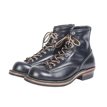 

New Fashion Men Pu Leather Low Heel Lace-up Shoe Round Toe Ankle High Style Design Male High Quality Vintage Martin Boots 4M070