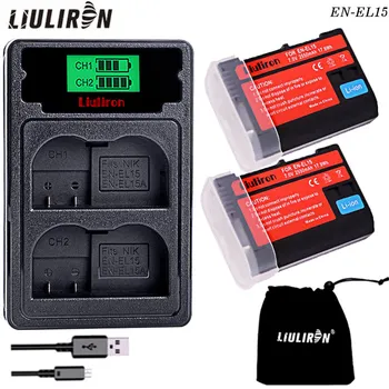 

2Pcs EN-EL15 EN EL15 ENEL15 EL15A Batteries + LCD Dual USB Charger for Nikon D600 D610 D600E D800 D800E D810 D7000 D7100 d750 V1