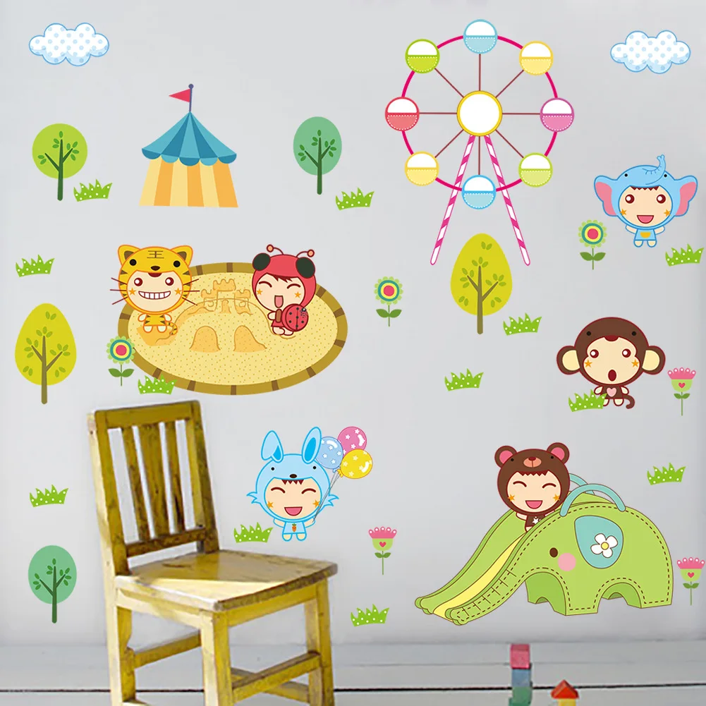 092 стиль кукла парк аттракционов мультфильм детская комната спальня ТВ фон стены домашнего улучшения клейкая бумага съемный Wal