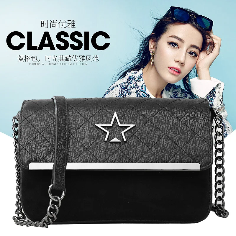

Caviar Pattern Stereo Square Sling Bag Metal Star Shoulder WOMEN'S Bag