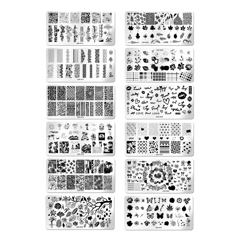 Nail Stickers Art Stamping Template Butterfly Leaves Floral Heart Stamp Plate Stencil Reusable Metal Manicure Nail Accessories