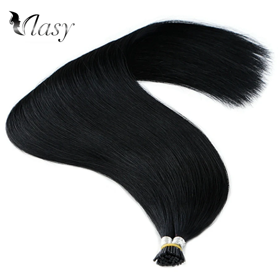 Vlasy 1g/s I Tip Hair Extensions Remy Fusion Stick Tip Hair Straight Double Drawn Keratin Pre Bonded Human Hair 20'' 28'' - Цвет: #1