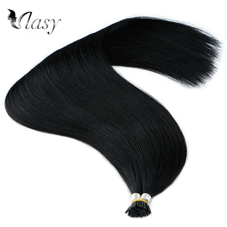 #1 Vlasy 1g/s I Tip Hair Extensions Remy Fusion Stick Tip Hair Straight Double Drawn Keratin Pre Bonded Human Hair 20'' 28'' - Цвет: #1