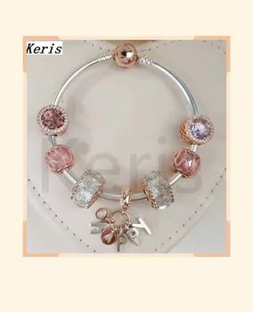 

High Quality 1:1 100% Silver New Letters Pink Cat Eye String Bracelet Free Delivery