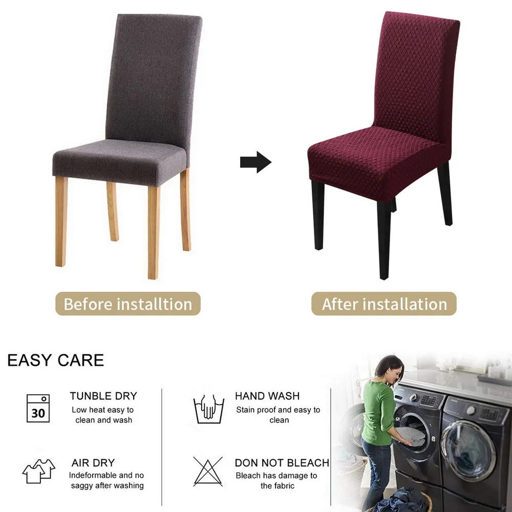 Knitting Jacquard Solid Color Big Chair Cover Thick Elastic Seat Chair Covers Stretch Slipcovers For Wedding Banquet Hotel