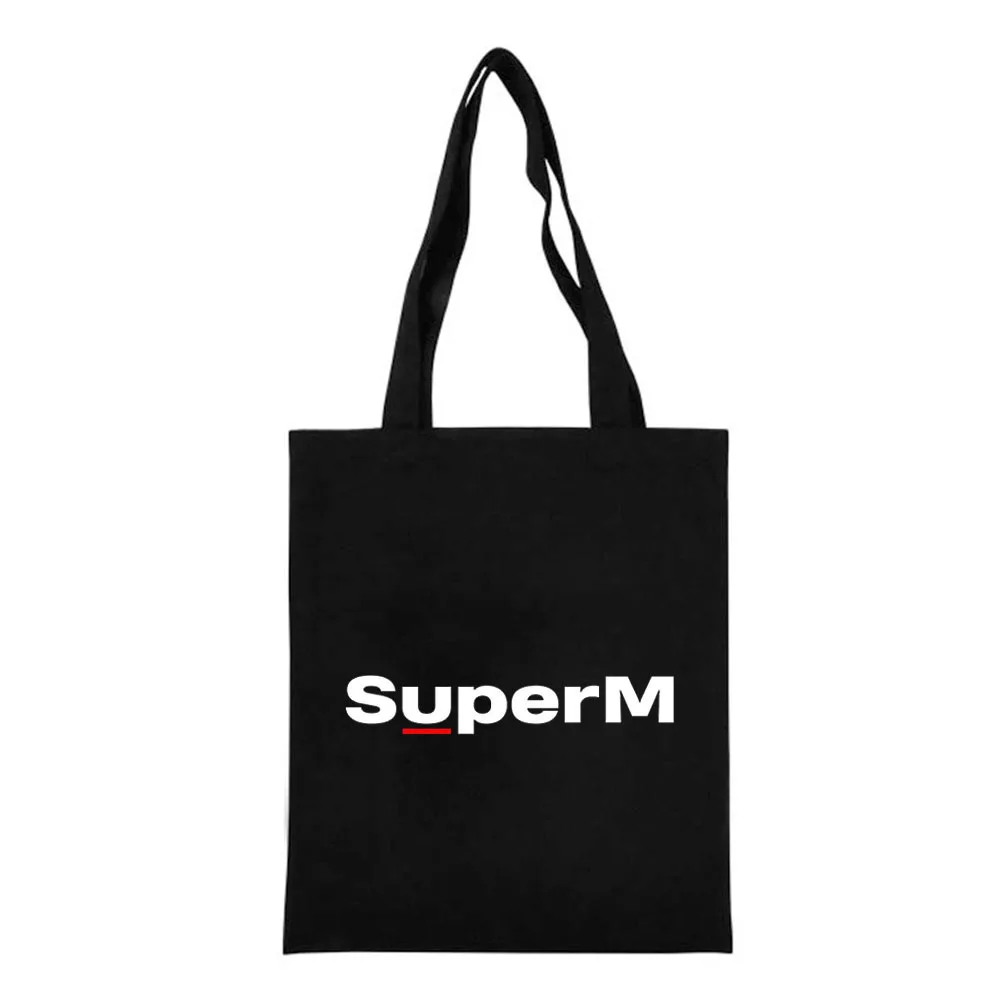 Kpop SuperM Холщовая Сумка на плечо с принтом, сумки для покупок, модная сумка K-pop SuperM, сумки для хранения, Эко сумка, коллекция болельщиков, подарки
