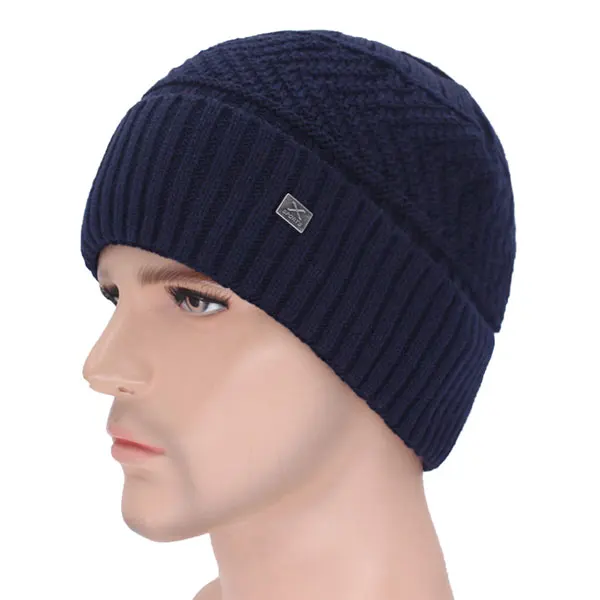 navy hat Бренд Skullies Beanies мужские зимние шапки для мужчин шарф вязаная шапка Кепка, зимняя шапка Beany мужская Homme X Gorro береты-кепки - Цвет: navy hat