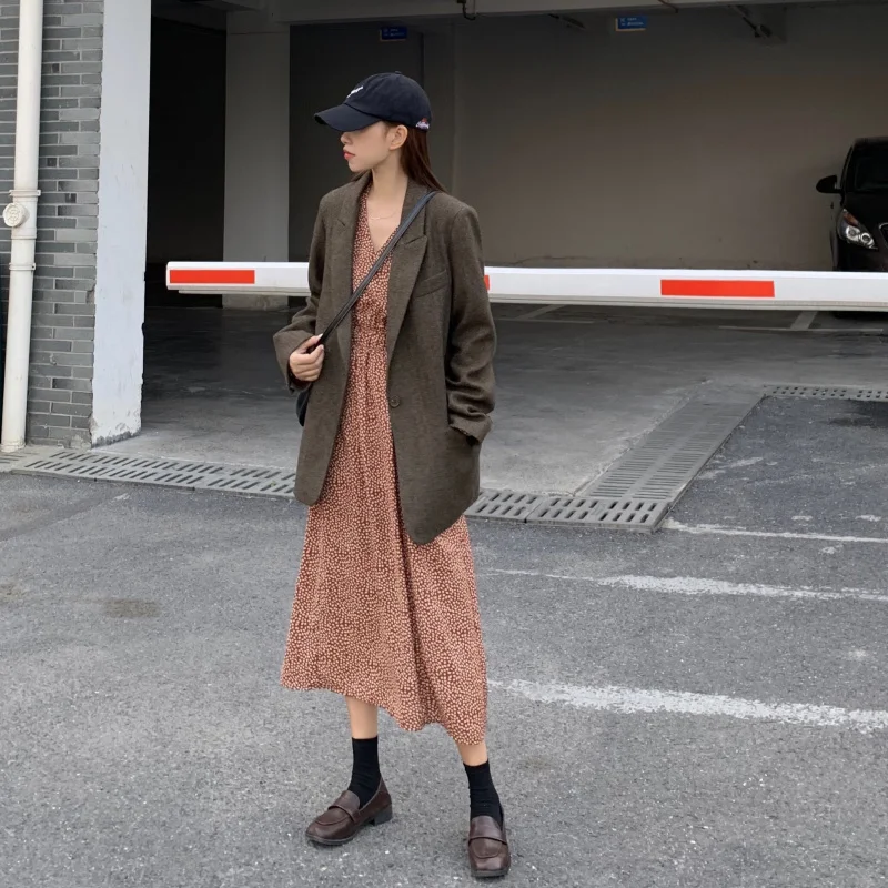 Fashion Autumn Women Stripe Woolen Blazers and Jackets Work Office Lady Suit Slim Double Breasted Business Female Blazer Coat