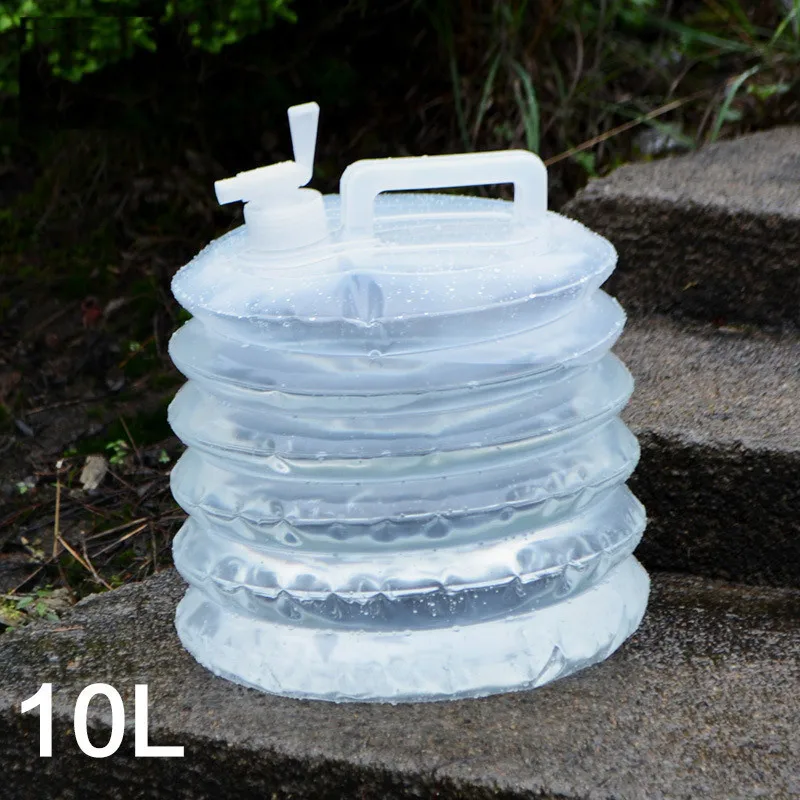 10l Outdoor Pe Telescopic Bucket Portable Folding Water Bag Tap