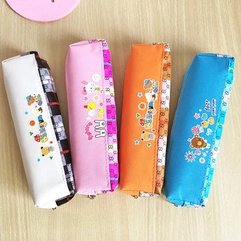 

1pc Random Color Children's Cartoon Pencil Case Zipper Canvas Pencil Box School Pen Bag For Kids Gift Stationery Office Supplies