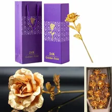 

Valentine's Day Creative Gift 24K Gold Artificial Rose Gold Lasts Forever Love Wedding Decor Lighting Rose With Gift Box Decor