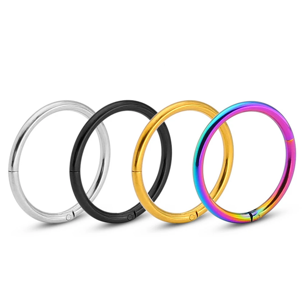 

2PCS Stainless Steel Hinged Segment Nose Ring Hoop Open Septum Clicker Lip Ear Tragus Cartilage Helix Earrings Piercing Jewelry