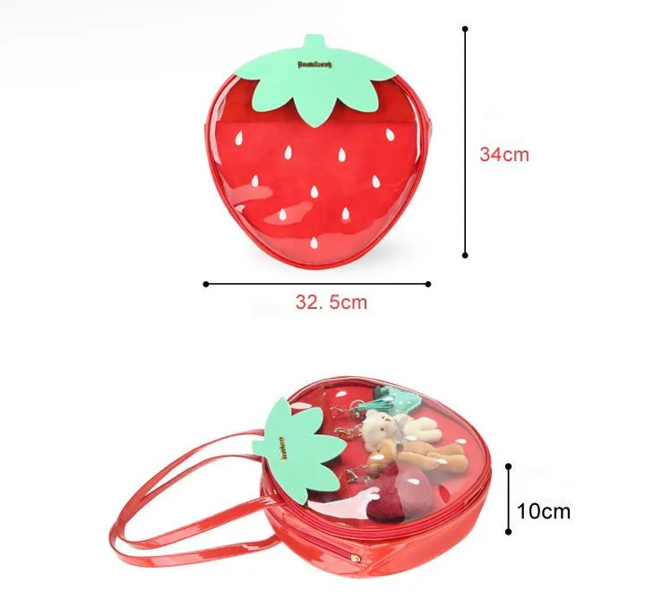 Strawberry Backpack Lolita Ita Bag Transparent Handbag Casual Tote Shoulder Bag 