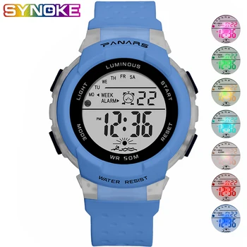 

PANARS Blue Kids Digital Watch Colorful Luminous Waterproof Wristwatch Student Children's Watch Girls Boys Silicone Clock