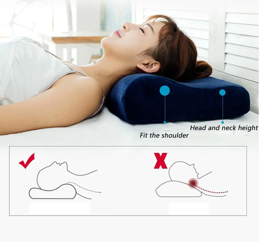 1PC Orthopedic Sleeping Pillow Bed Velvet Fabric Memory Foam Protect Cervical Relieve Neck Pain for Adult Child Bedding Pillow