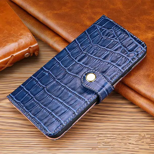 Роскошный чехол из натуральной кожи для iPhone 11 Pro Max X Xr Xs Max, чехол из натуральной кожи для Apple 7, 8 Plus, флип-кошелек для карт, чехол-подставка - Цвет: Синий