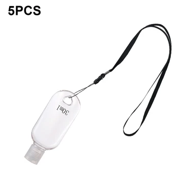 

5pcs Empty With Lanyard Refillable Bottle For Liquid Gel Outdoor Activities Travel Container Leakproof Durable Flip Top Cosmetic