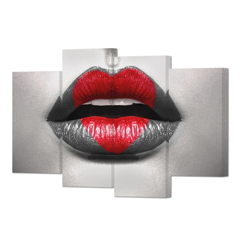 Женская красная картина для губ настенный принт искусство спальни черно 4