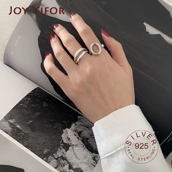 

Real 925 Sterling Silver Rings For Women round hollow out double lines Engagement Rings Silver 925 Jewelry Anillos Mujer