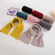 Корейский модный осенне-зимний простой теплый шерстяной вязаный однотонный хлопковый шарф для мальчиков и девочек