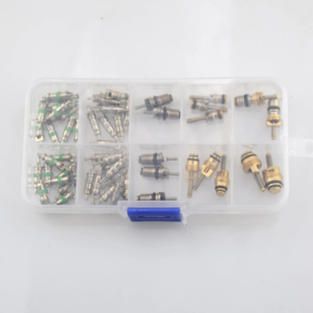 55pcs High Low Pressure A/C Valve Core Valves R134A R12 Air Conditioning Tool