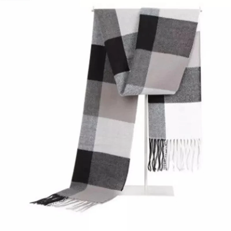 Autumn and winter new men's scarves warm Korean plaid imitation cashmere wild classic men and women scarf Shawl - Цвет: D003-5