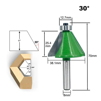 

5Pcs/set 8mm Shank Chamfer Router Bit 11.25 15 22.5 30 45 Degree Milling Cutter Solid Hardened Steel Body 2020 New Arrival