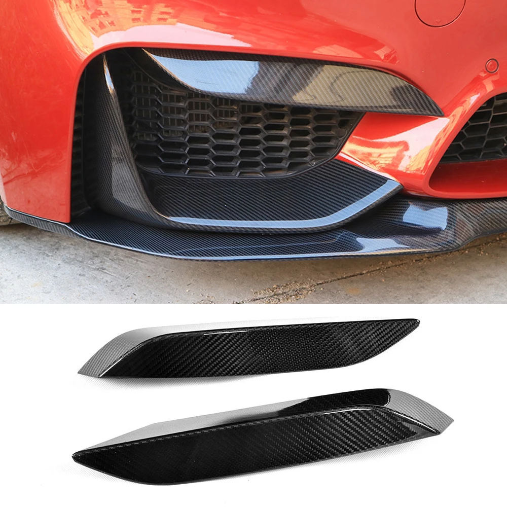 Carbon Fiber Front Bumper Fog Lights Corner Splitters Covers Trim for BMW F80 M3 F82 F83 M4 4 Door 2 Door 2014 -