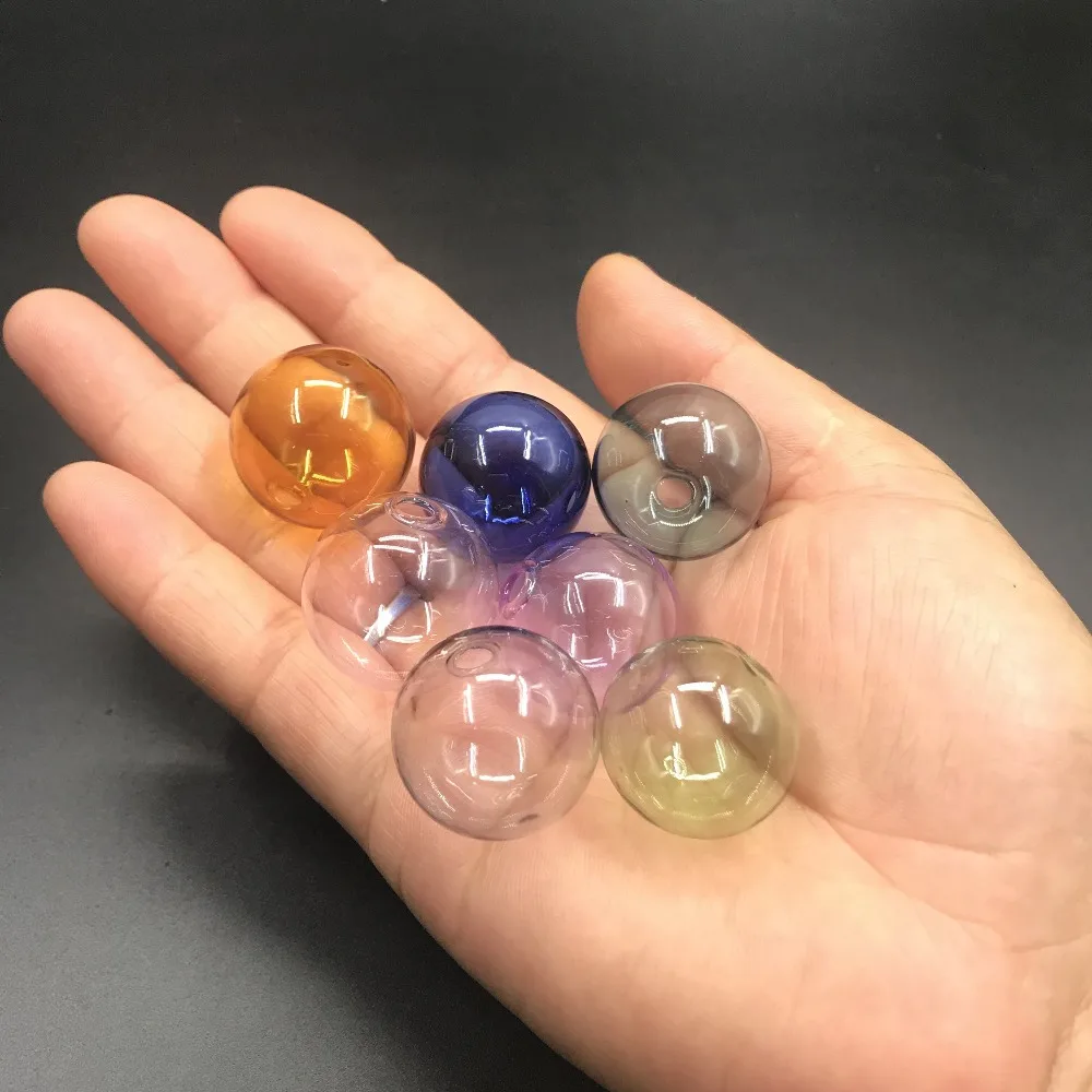 1-8pcs 25mm Pink/Purple/Blue/Raninbow/Color hollow glass ball with one hole round bubble vial globe orbs jewelry DIY beads | Дом и сад