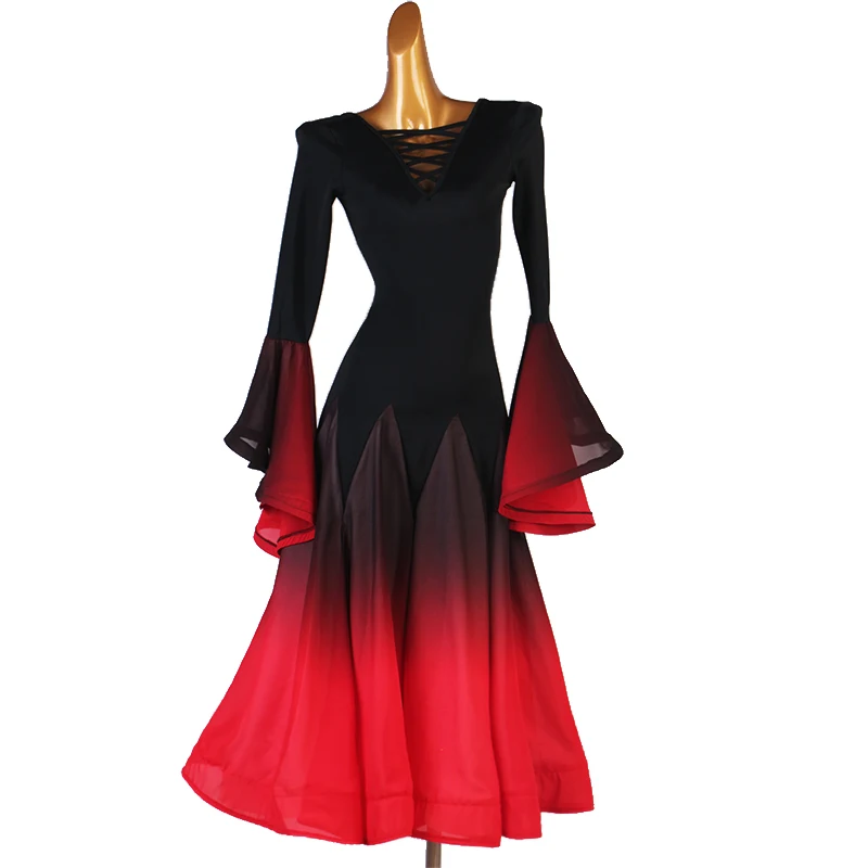 Ballroom Dance Dress V-Neck Big Swing Skirt Performance Clothes Profession Adult Child High-end Competition Clothing