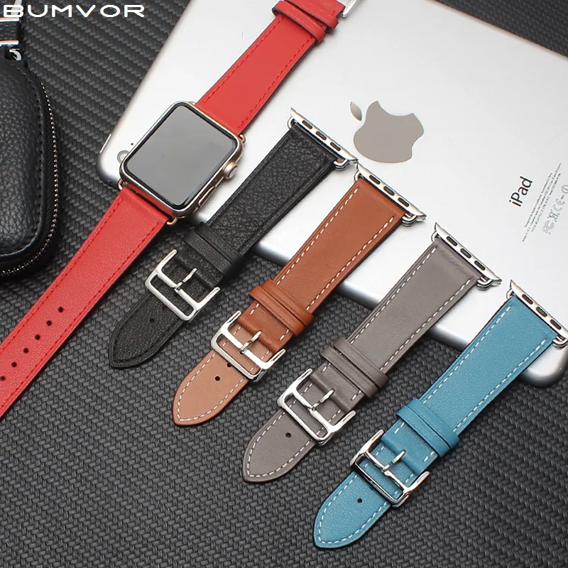 

4 Color Hot Sell Leather Watchband for Apple Watch Band Series 5/4/3/2/1 Sport Bracelet 42 mm 38 mm Strap For iwatch 5 Band
