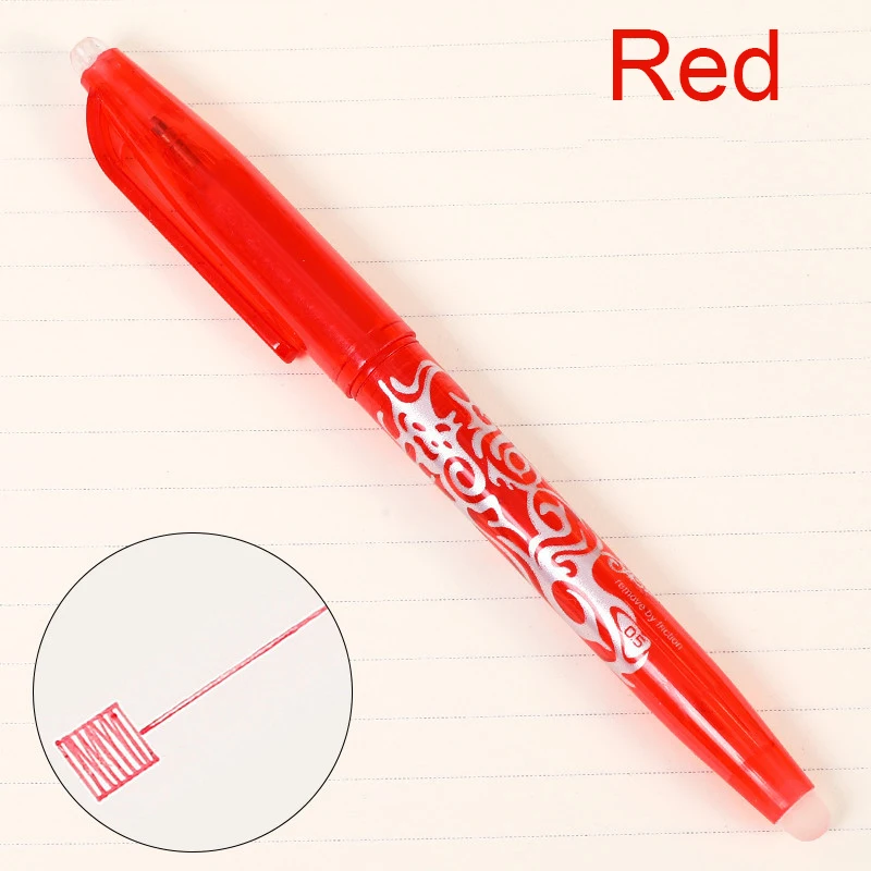 Red 1 шт. Новинка 0,5 мм стираемая ручка 1 шт. заправки цветные яркие 8 цветов творческие инструменты для рисования студенческие инструменты для письма офисные канцелярские принадлежности - Цвет: Red