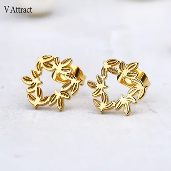 

V Attract 2019 new korean flower Stud earrings For Women gold color /rose gold color stud earrings set jewelry
