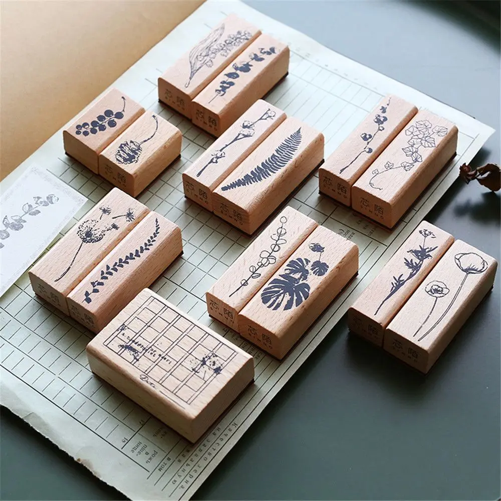 Ретро лесные растения хлопковый узор Деревянный штамп DIY деревянные и резиновые штампы украшения для планировщика дневник в стиле Скрапбукинг Стандартный штамп