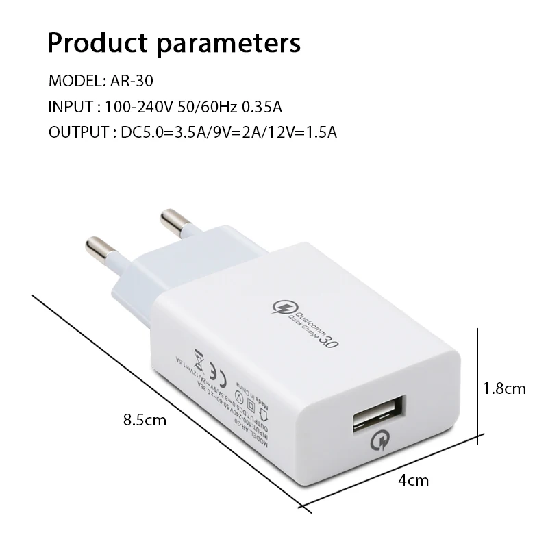 USB зарядное устройство 3.5A 5 в мобильный телефон Быстрая зарядка QC 3,0 дорожный настенный адаптер ЕС США штекер для samsung Xiaomi iPhone